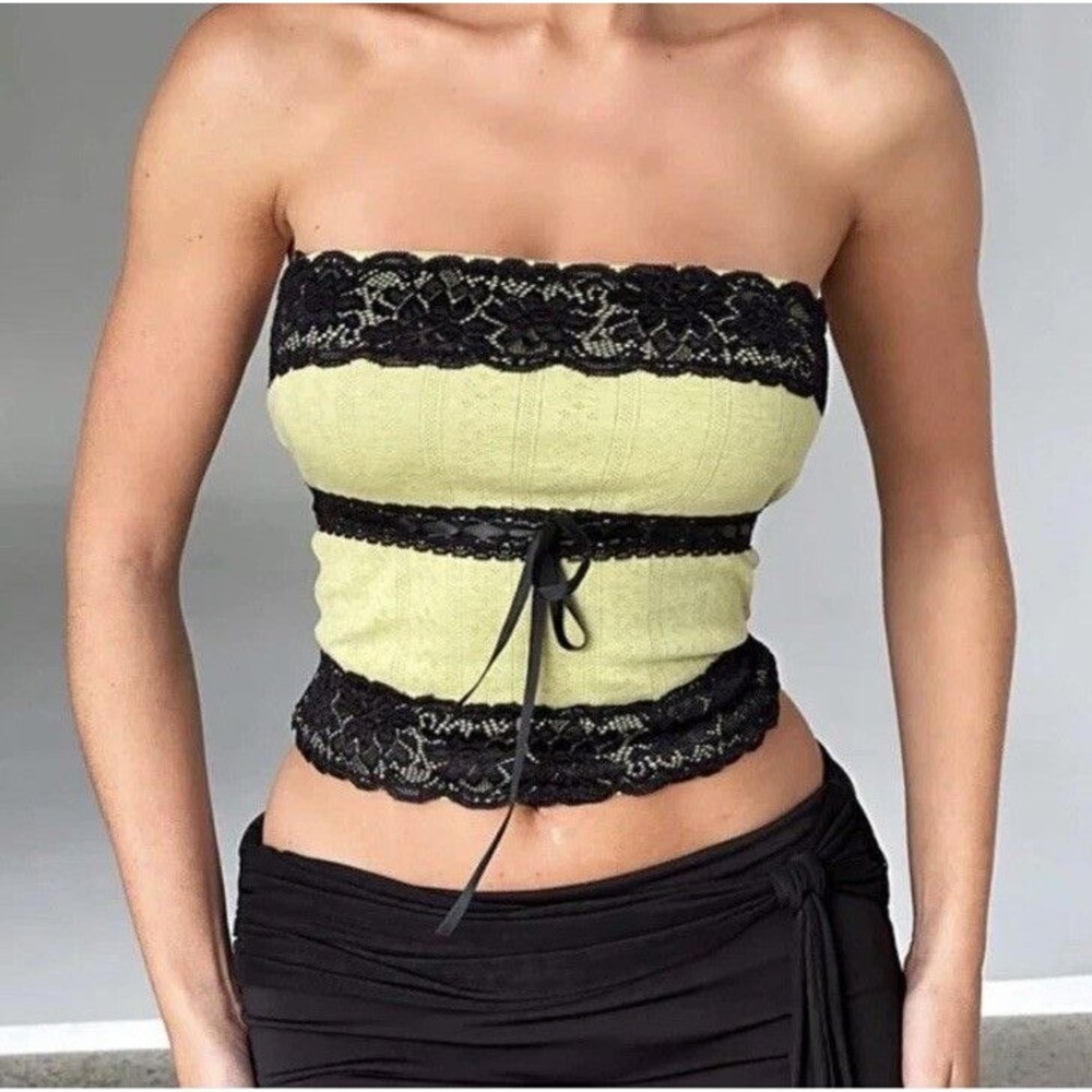 Tiger Mist Womens Lacie Tube Top Sweetheart Neck Sleeveless Ruffle Trim XS